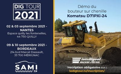 SAMI TP est présent au DIG TOUR de QUILLY en Loire-Atlantique pour des démonstrations et des essais du bouteur sur chenilles D71PXi et de la chargeuse sur pneus WA475